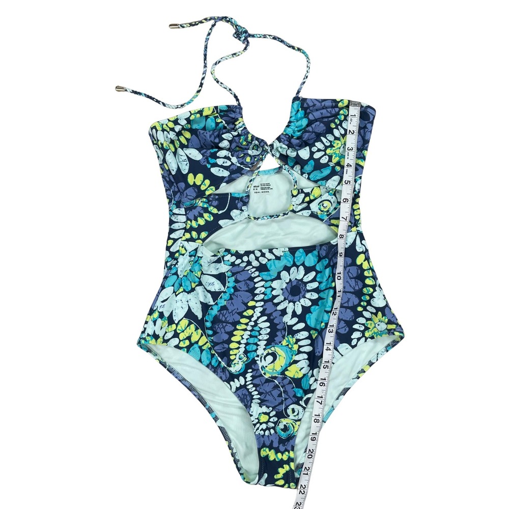 Aerie Floral Cut Out One Piece Swim Sz Medium Cheeky Boho Hippie Festival - Picture 12 of 16
